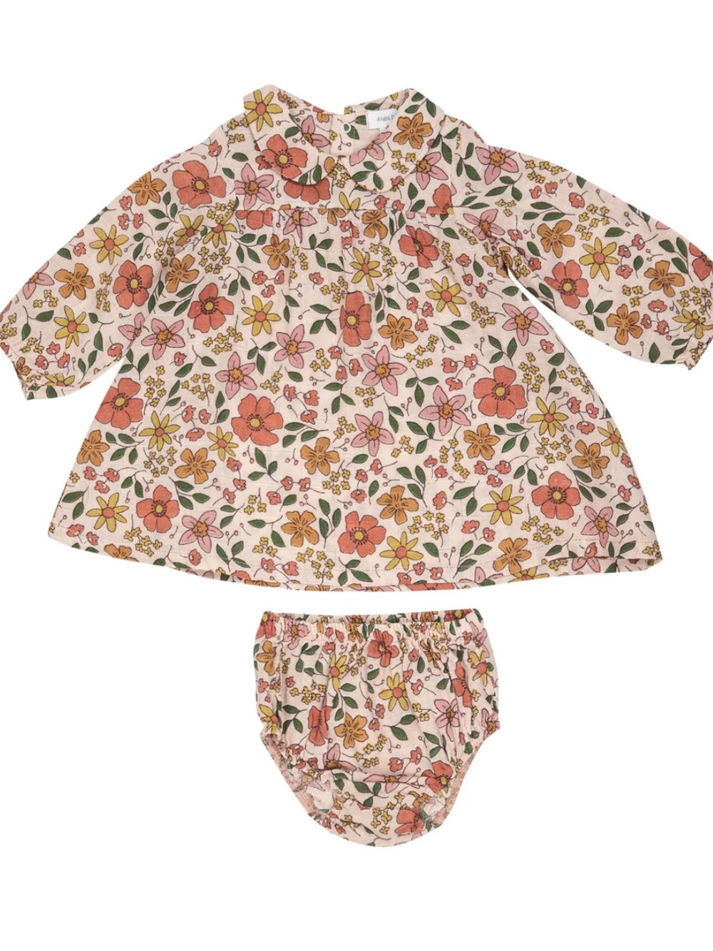 Angel Dear Peter Pan Collar Dress Diaper Cover Muslim Cotton Size 3-6 Months